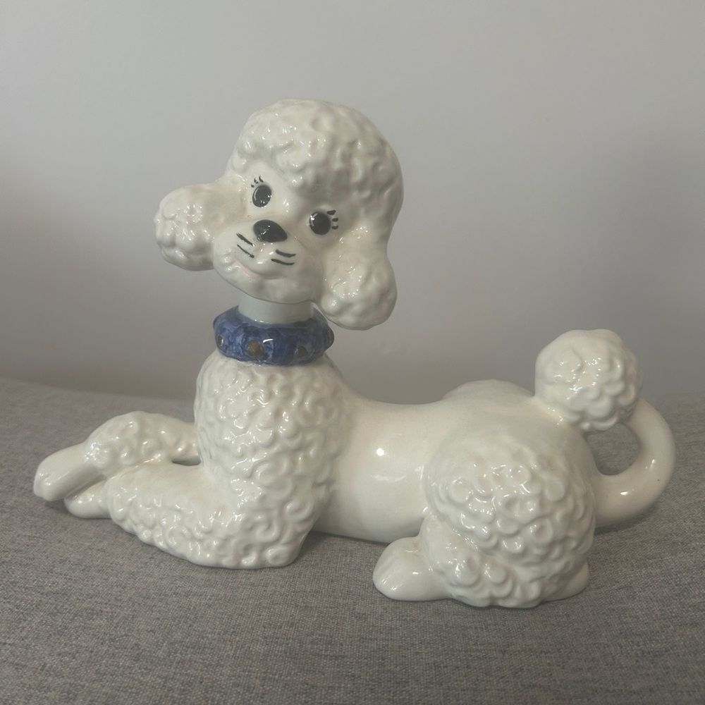 Adorable Curly Poodle Statue white